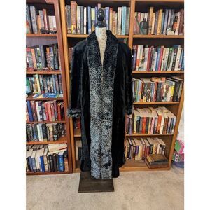 Vintage Cache Women’s Medium Black Acrylic Luxury Fur Overcoat Long Jacket